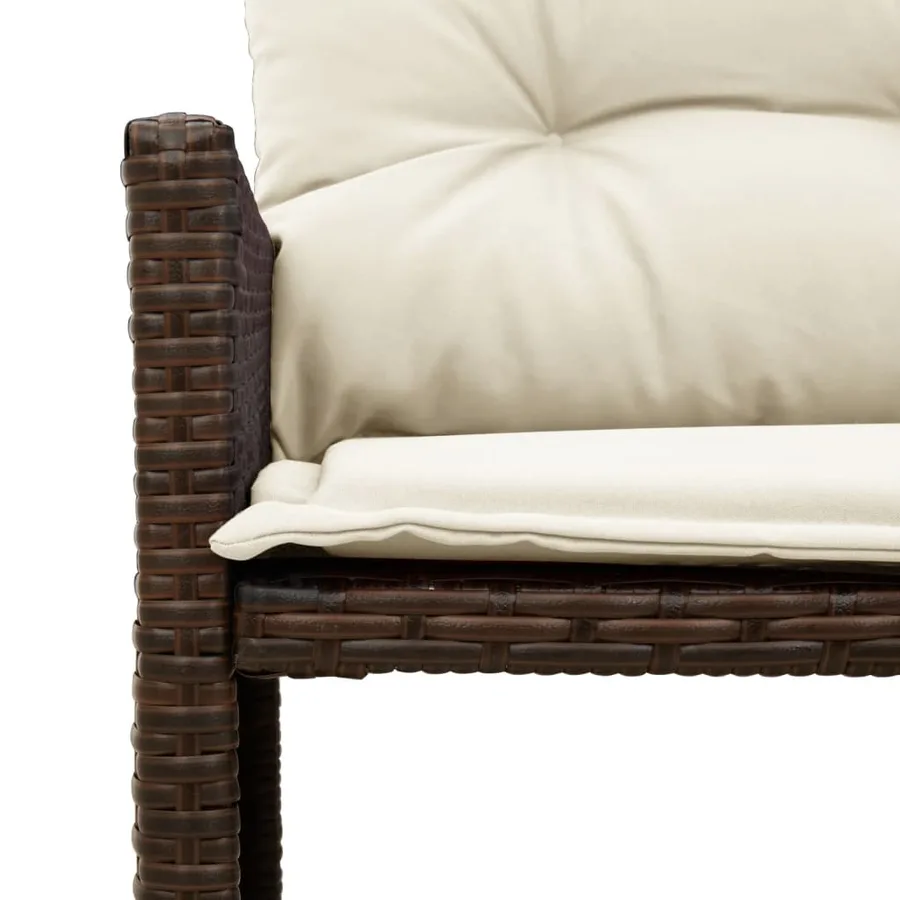 Canapé de jardin avec table et coussins en forme de L marron - 8