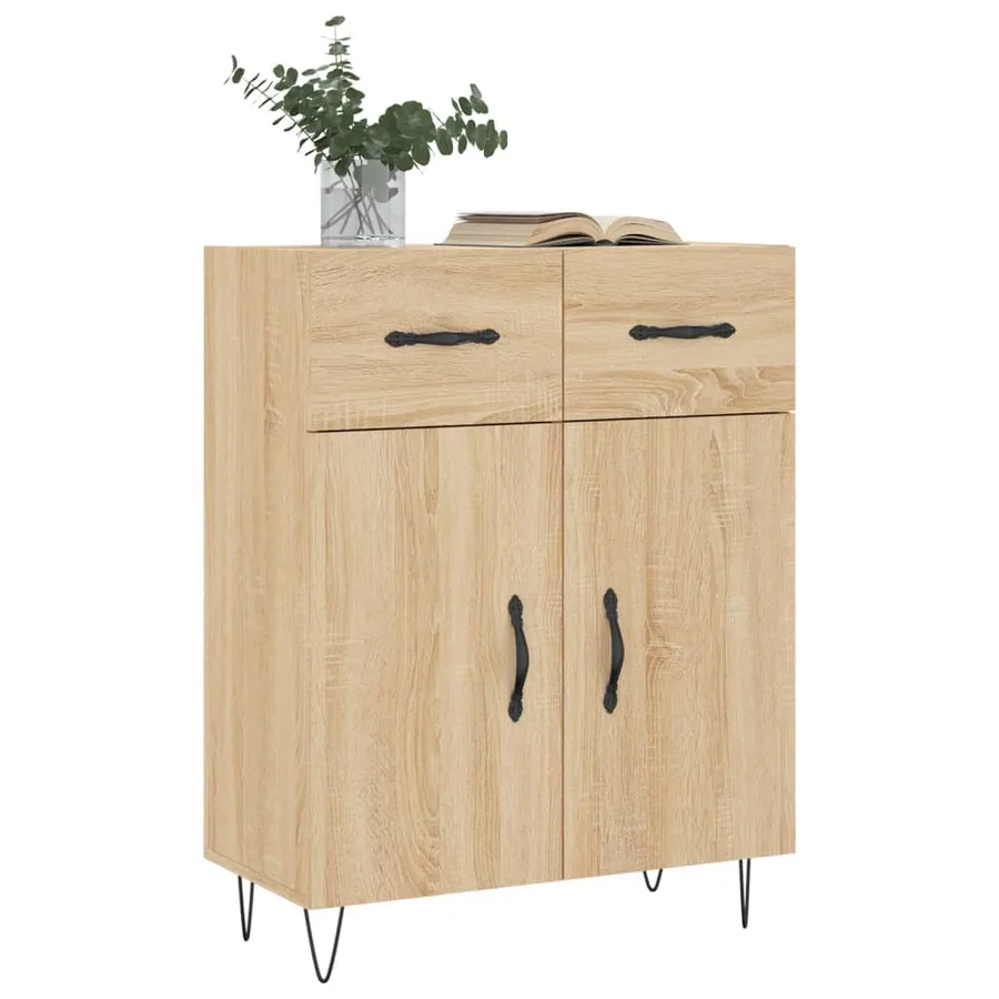 Buffet chêne sonoma 69,5x34x90 cm bois d'ingénierie - 3