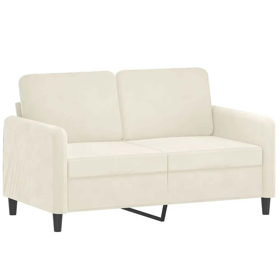 Canapé 2 places avec oreillers décoratifs crème 120 cm velours - 4