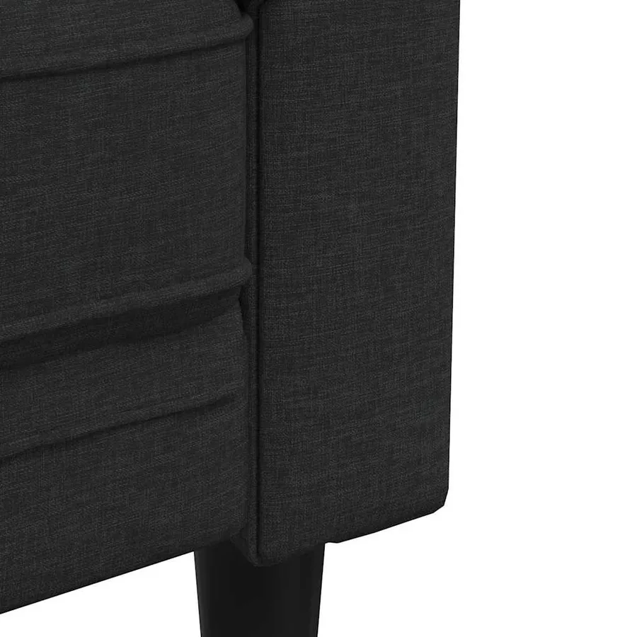 Canapé Chesterfield 2 places noir tissu - 7