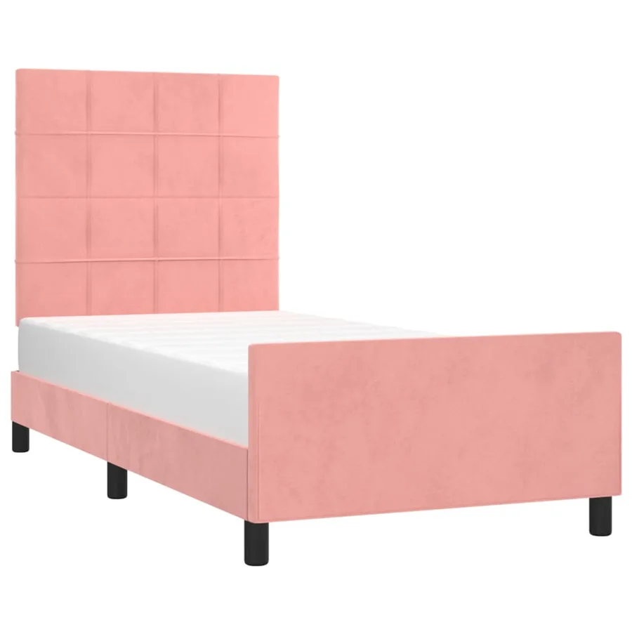 Cadre de lit sans matelas rose 80x200 cm velours - 3