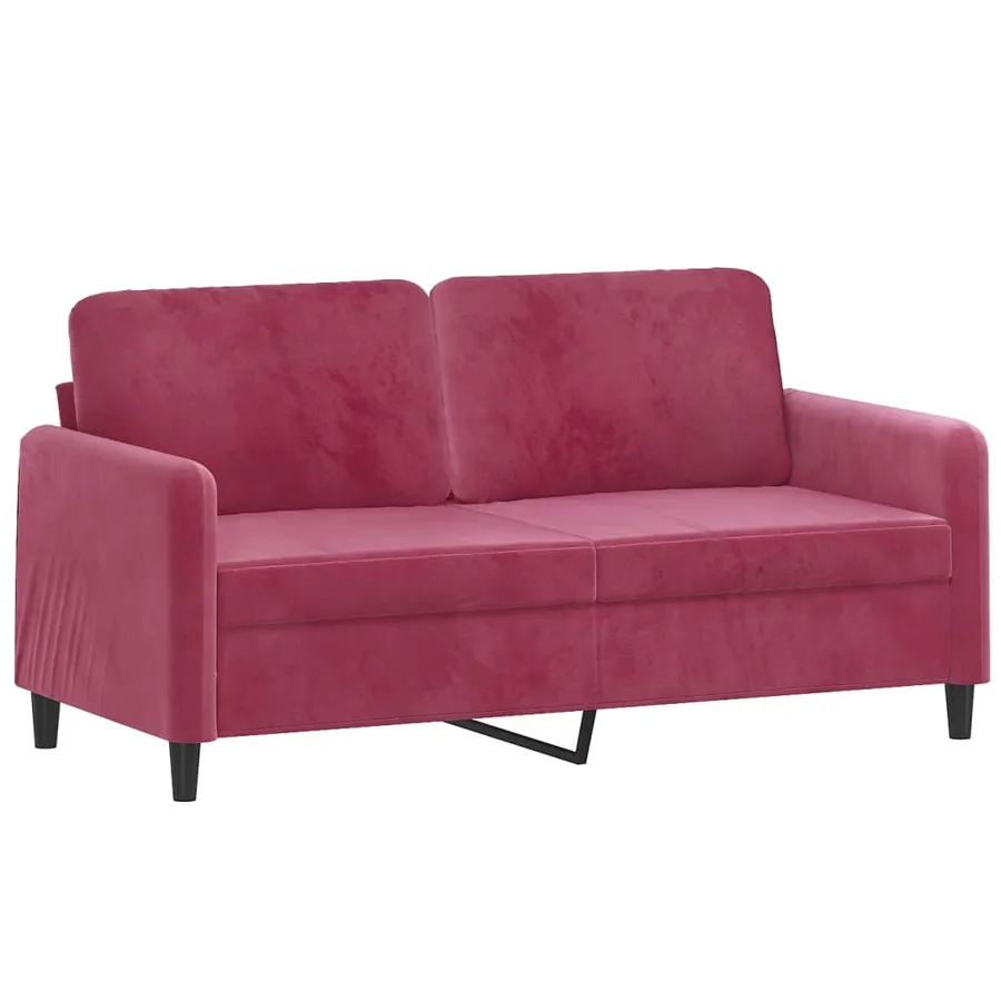 Canapé 2 places avec oreillers bordeaux 140 cm velours - 4