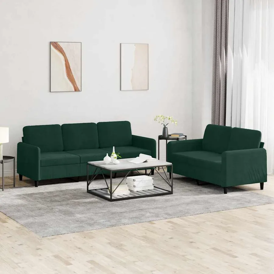 Ensemble de canapés 2 pcs vert foncé velours