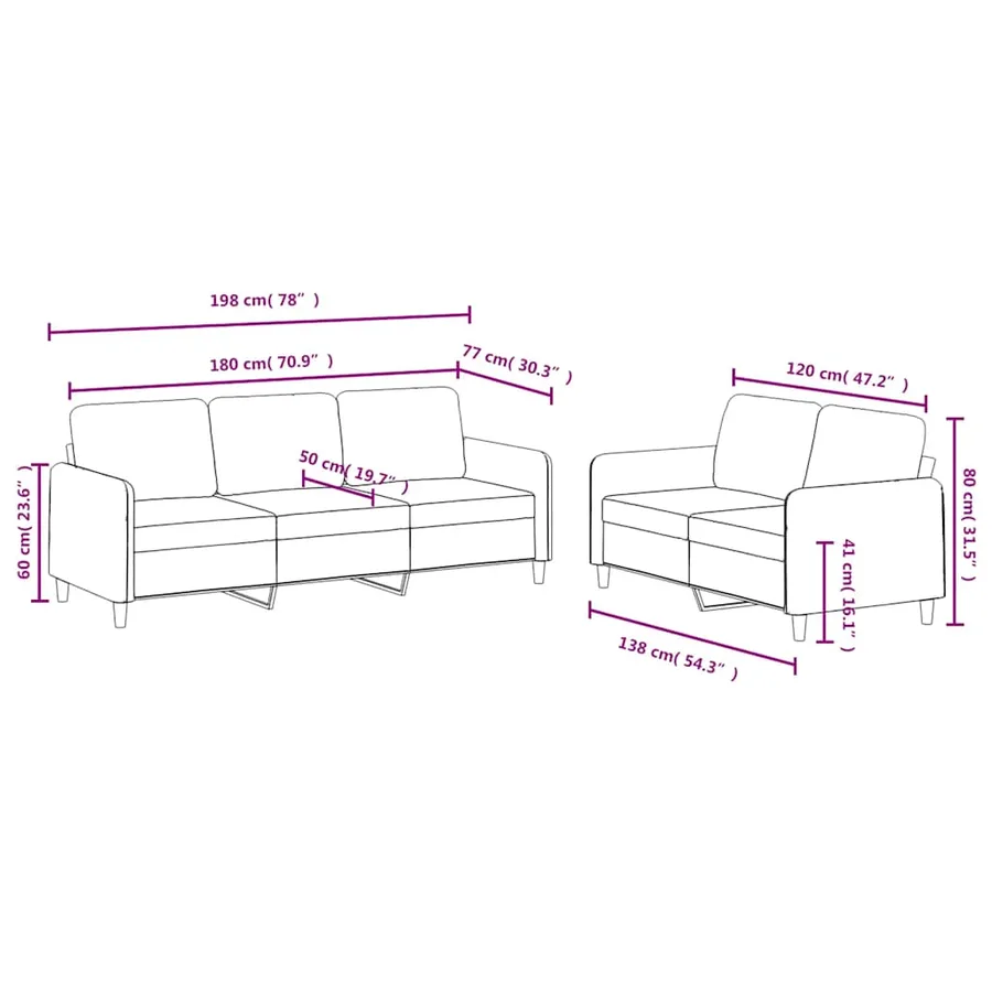 Ensemble de canapés 2 pcs vert foncé velours - 7