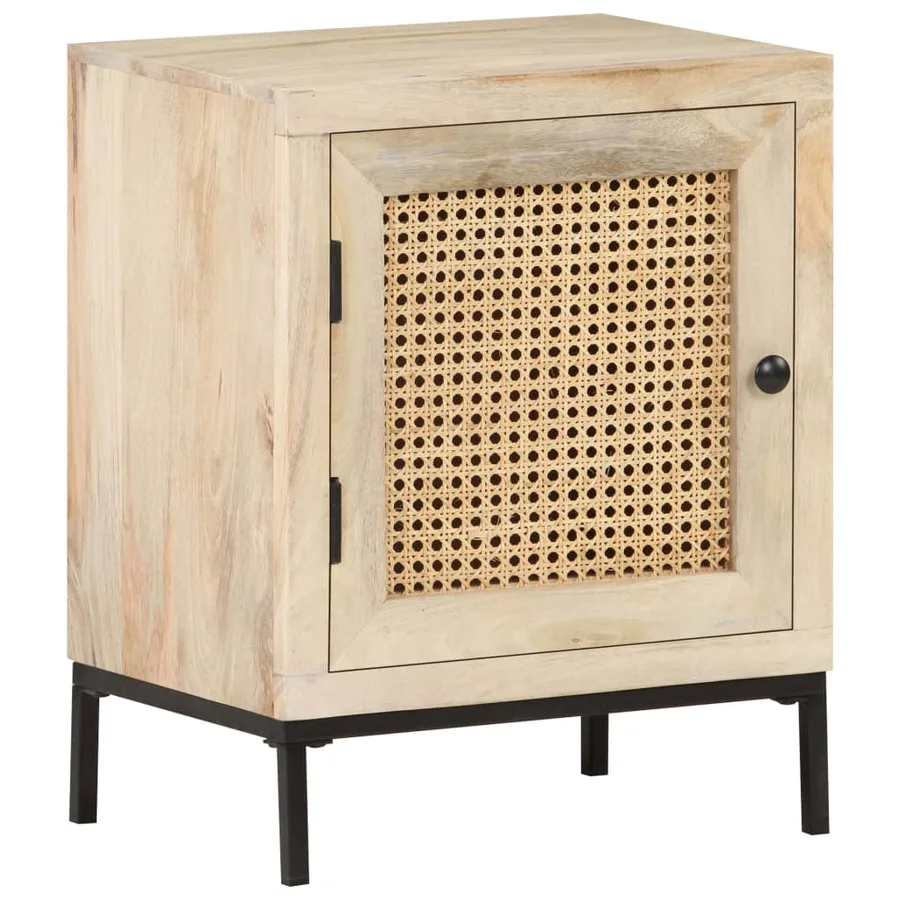 Table de chevet 40x30x50 cm Bois de manguier et canne naturelle - 11