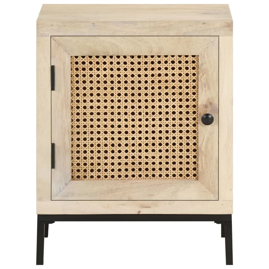 Table de chevet 40x30x50 cm Bois de manguier et canne naturelle - 2