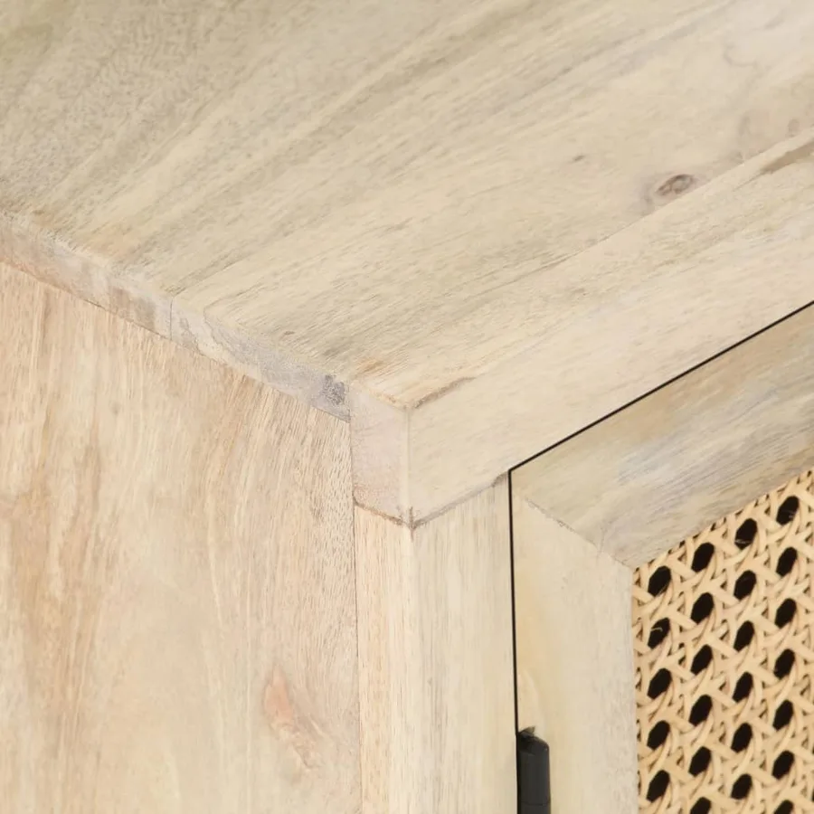 Table de chevet 40x30x50 cm Bois de manguier et canne naturelle - 5