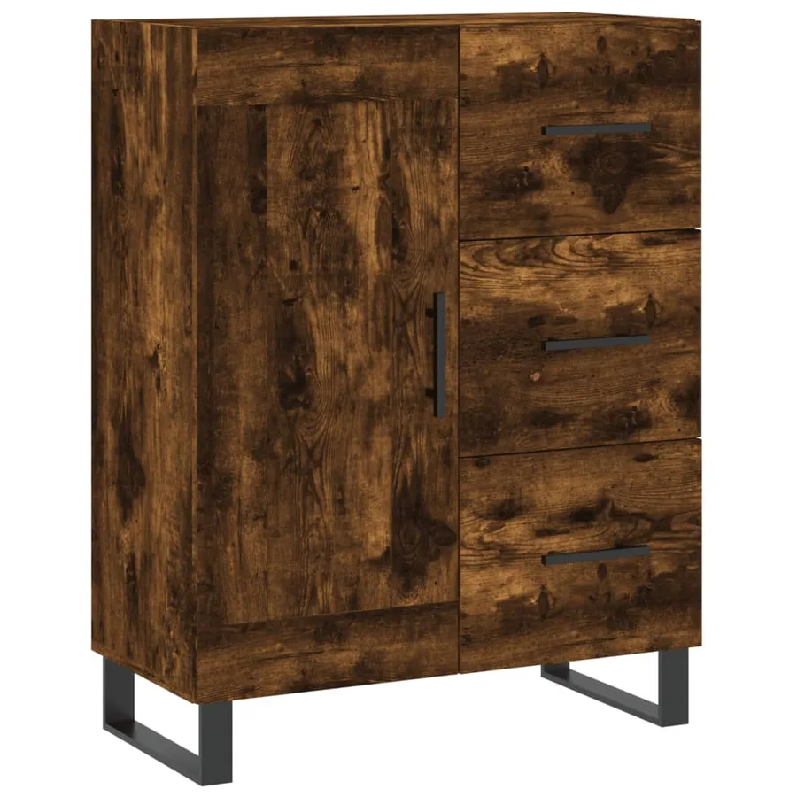 Buffet chêne fumé 69,5x34x90 cm bois d'ingénierie - 2