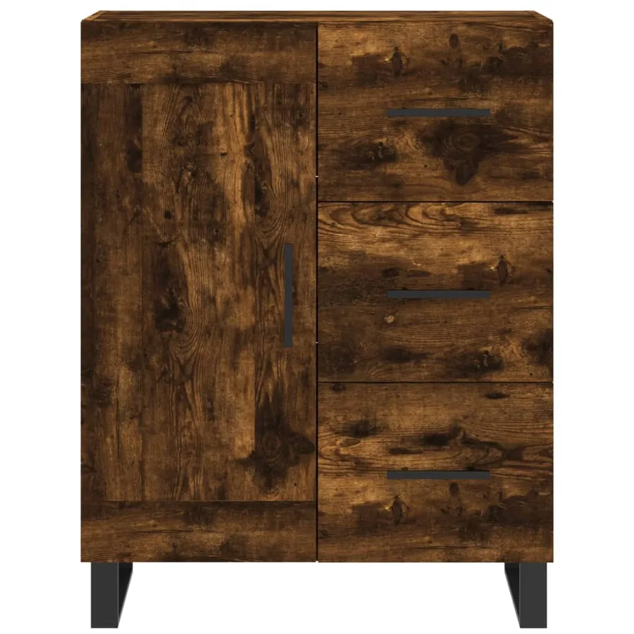 Buffet chêne fumé 69,5x34x90 cm bois d'ingénierie - 5