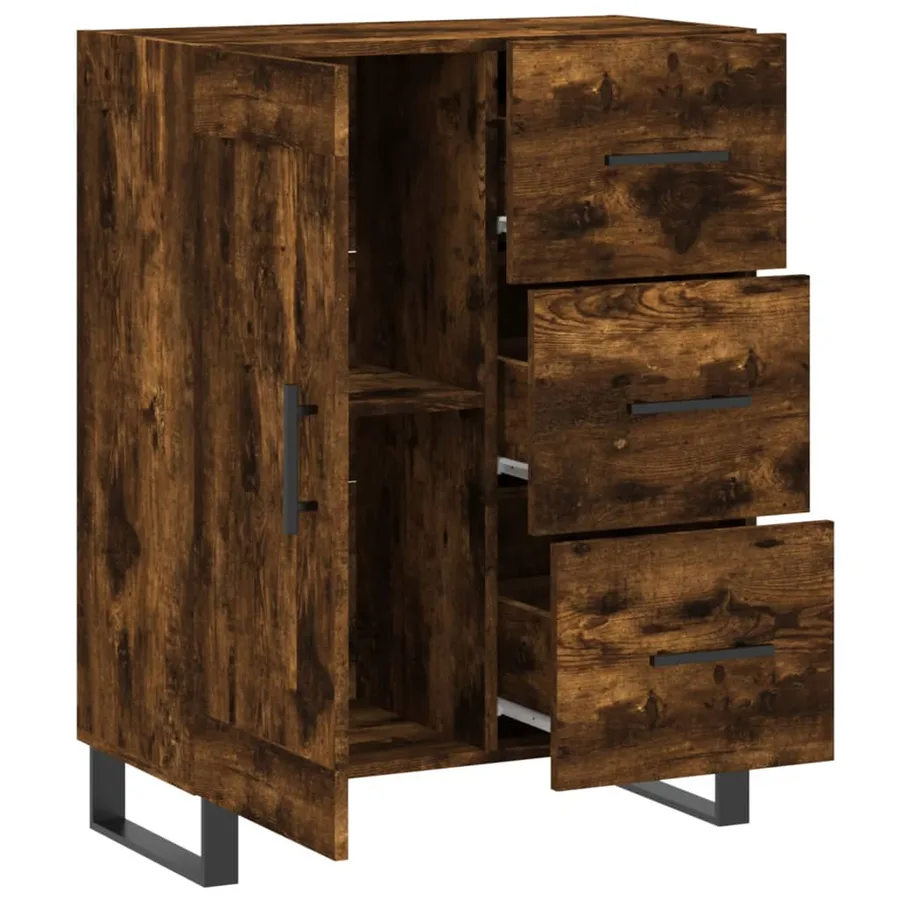 Buffet chêne fumé 69,5x34x90 cm bois d'ingénierie - 6
