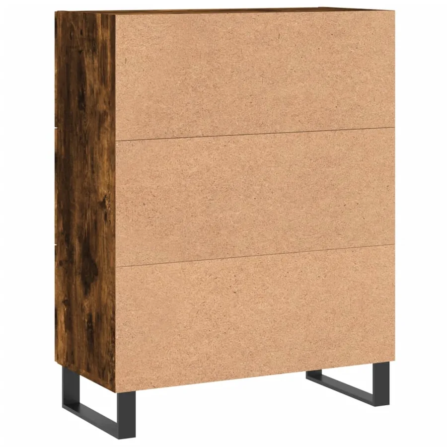 Buffet chêne fumé 69,5x34x90 cm bois d'ingénierie - 8