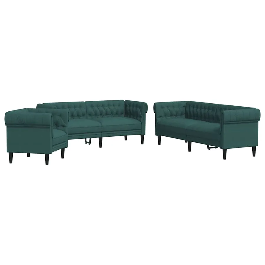 Ensemble de canapés 3 pcs vert foncé tissu - 2