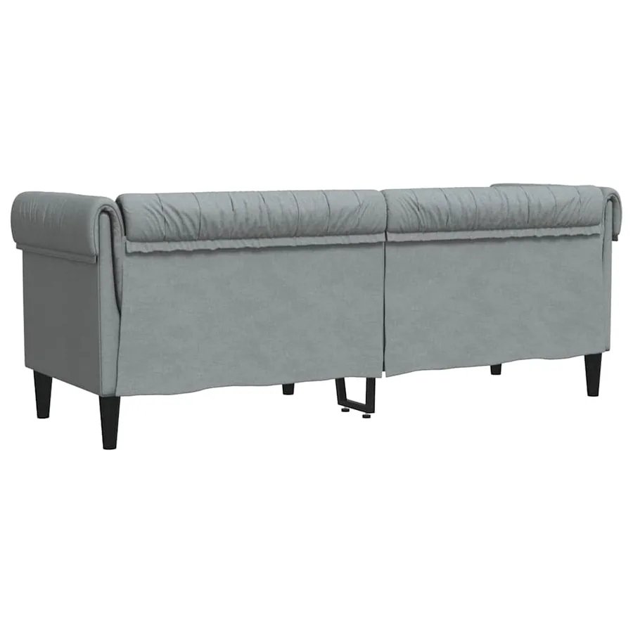Canapé Chesterfield 3 places gris clair tissu - 6