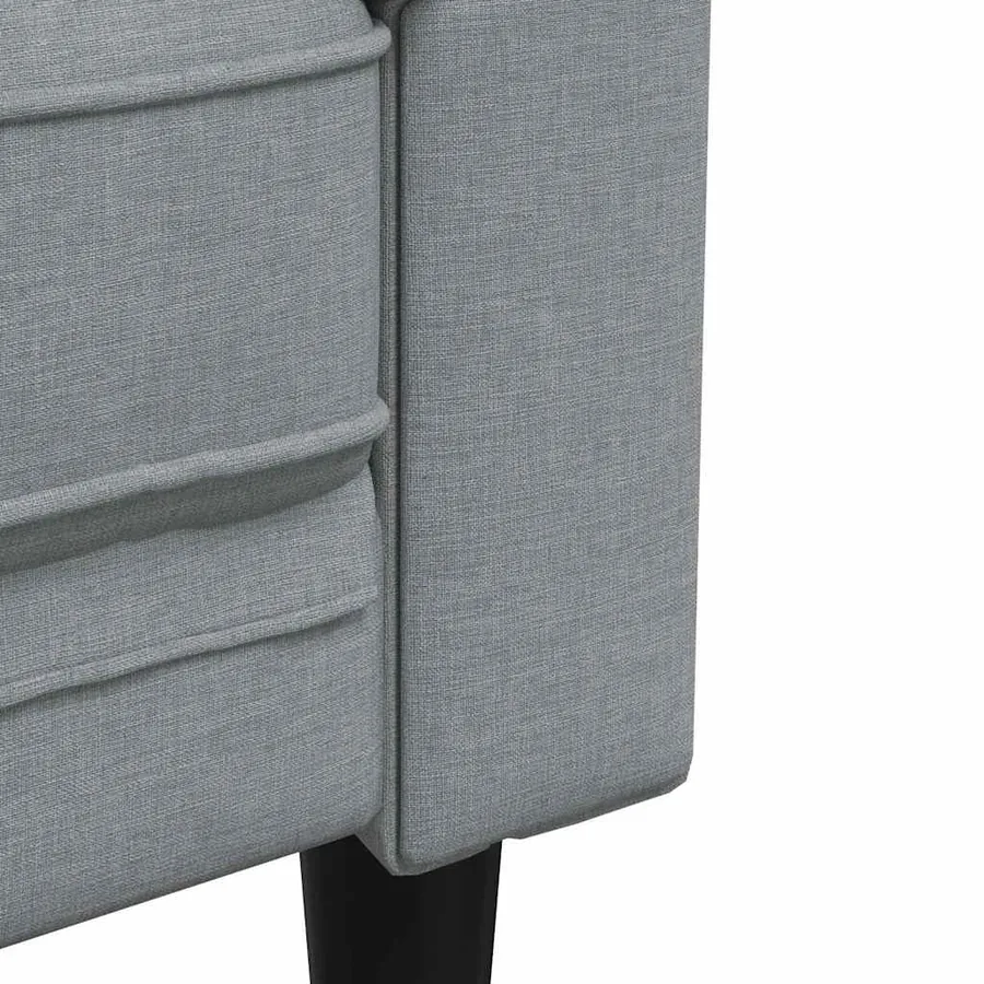 Canapé Chesterfield 3 places gris clair tissu - 7
