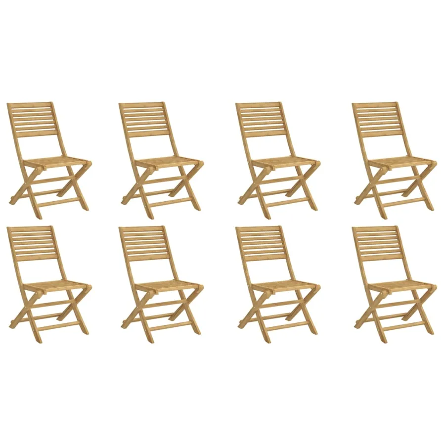 Chaises pliables de jardin lot de 8 bois massif d'acacia - 2