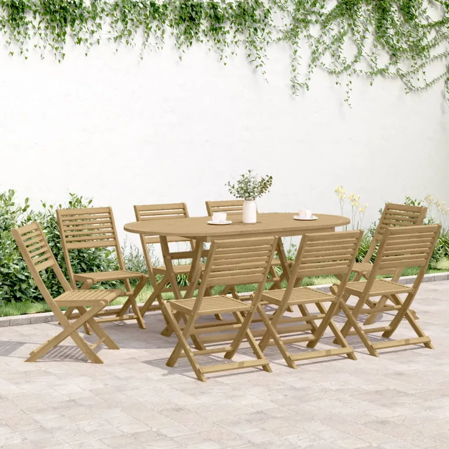 Chaises pliables de jardin lot de 8 bois massif d'acacia - 3