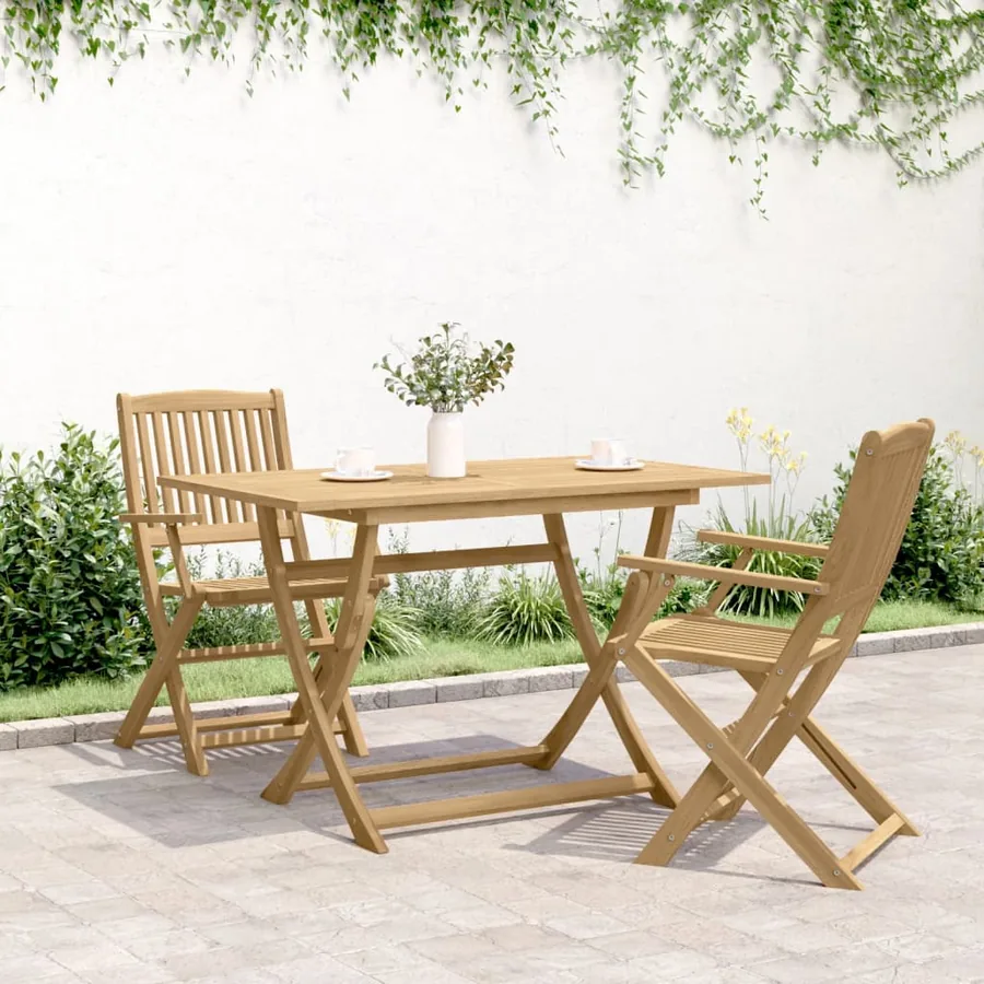 Table pliable de jardin 120x70x75 cm bois d'acacia solide - 3