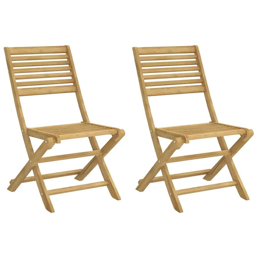 Chaises pliables de jardin lot de 2 bois massif d'acacia - 2