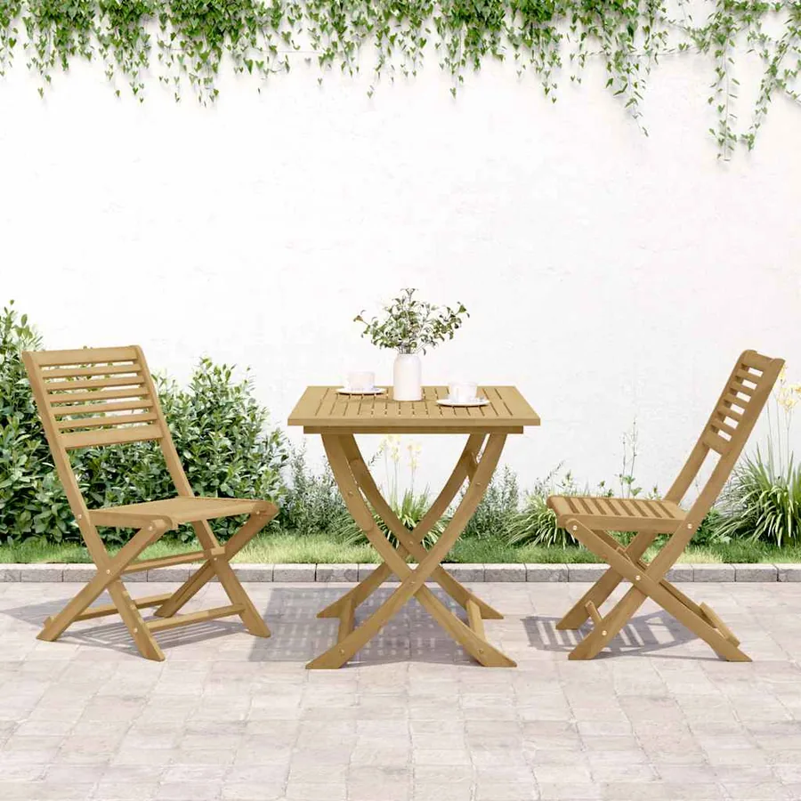 Chaises pliables de jardin lot de 2 bois massif d'acacia - 3