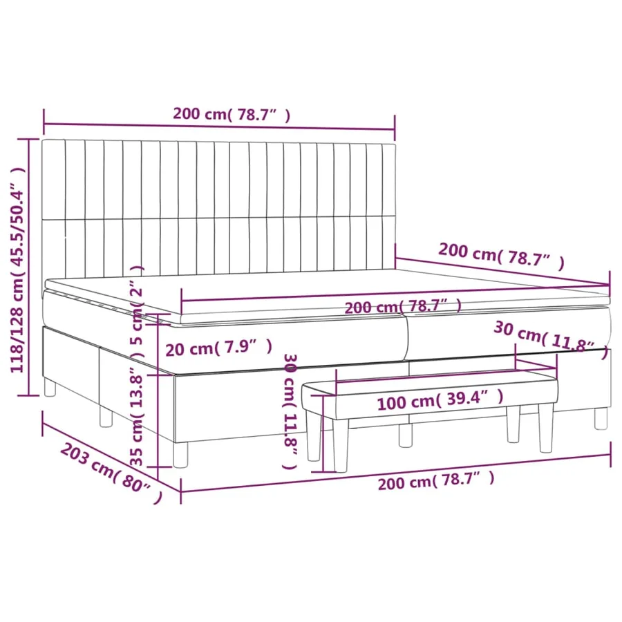 Sommier à lattes de lit avec matelas Marron foncé 200x200 cm - 8