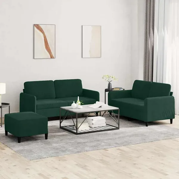 Ensemble de canapés 3 pcs vert foncé velours