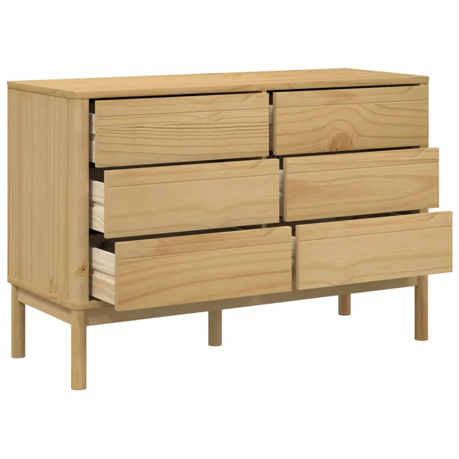 Commode FLORO cire marron bois de pin massif - 8