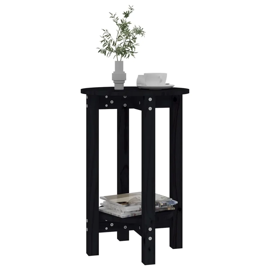 Table basse Noir Ø 40x60 cm Bois massif de pin - 4