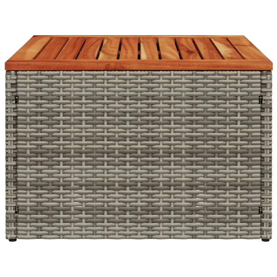 Table de jardin gris 55x55x37 cm résine tressée et bois acacia - 5