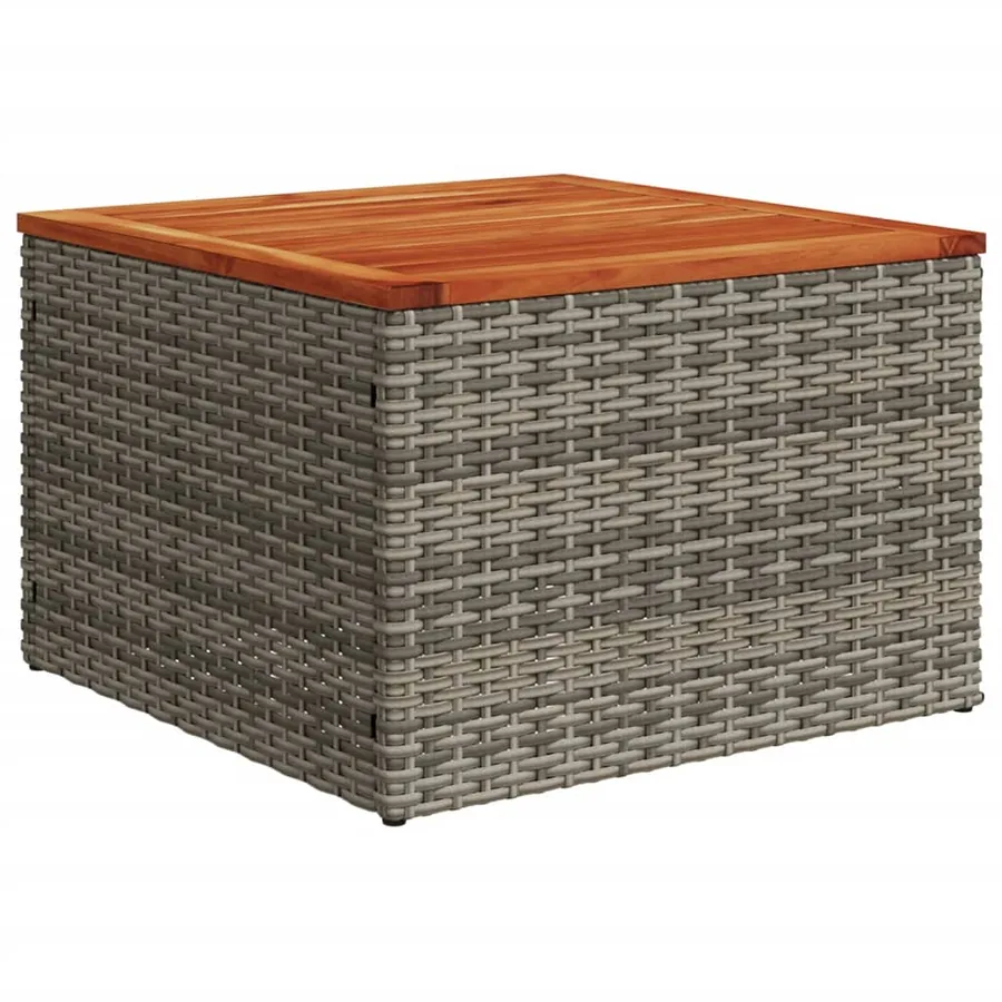Table de jardin gris 55x55x37 cm résine tressée et bois acacia - 6