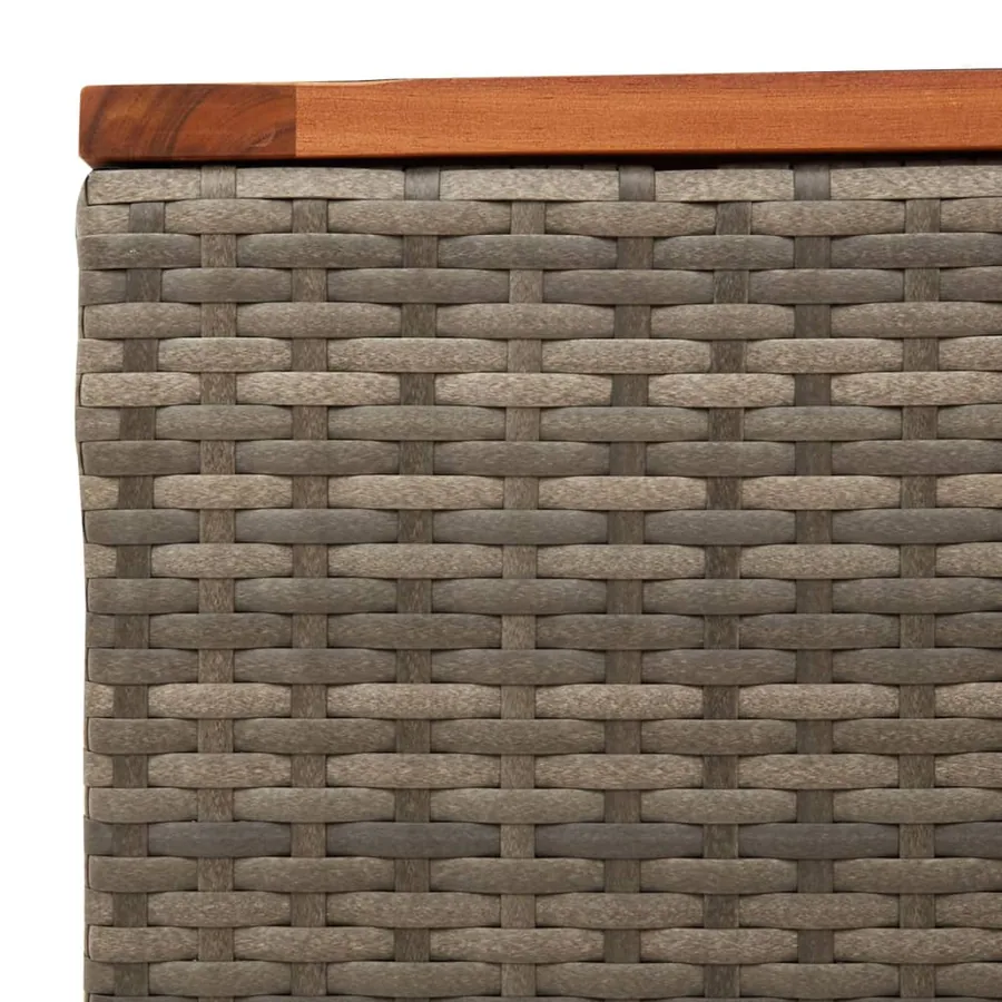 Table de jardin gris 55x55x37 cm résine tressée et bois acacia - 7