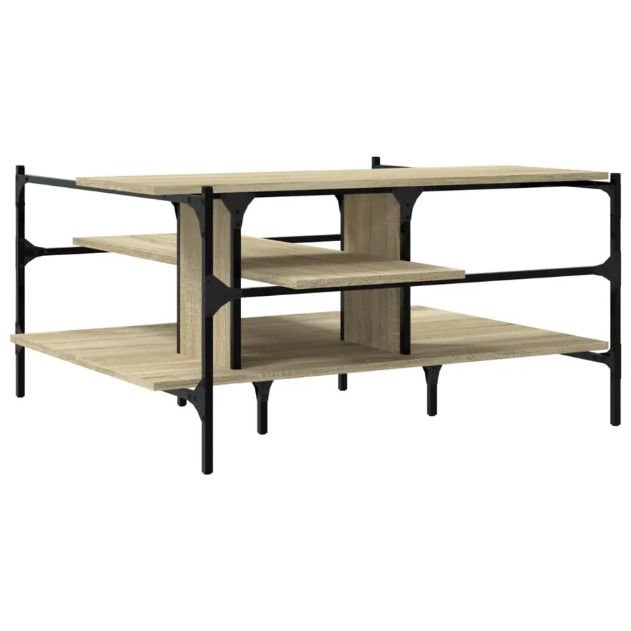 Table basse chêne sonoma 100x100x48,5 cm bois d'ingénierie - 7