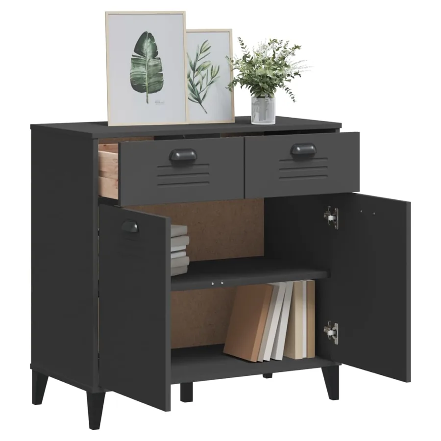 Buffet VIKEN gris anthracite 80x40x80 cm bois d'ingénierie - 4