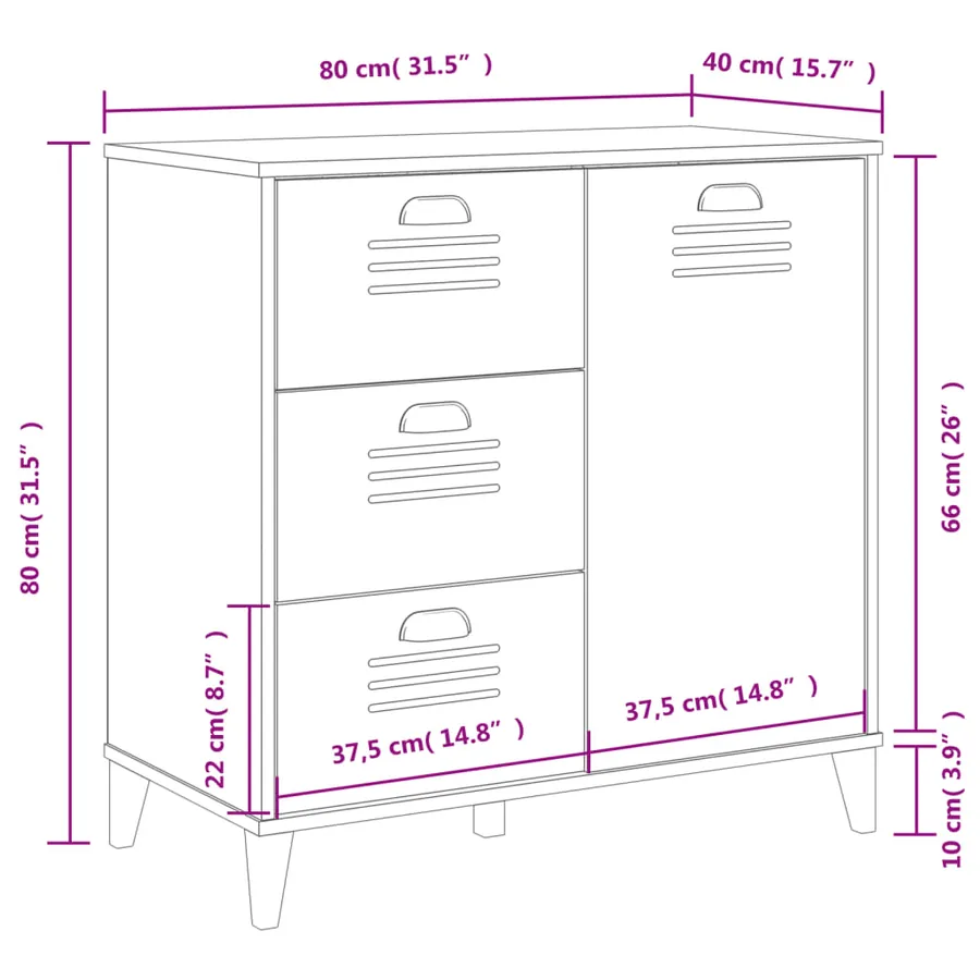 Buffet VIKEN gris anthracite 80x40x80 cm bois d'ingénierie - 10
