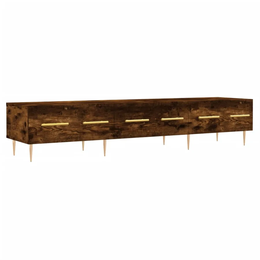 Meuble TV chêne fumé 150x36x30 cm bois d'ingénierie - 2