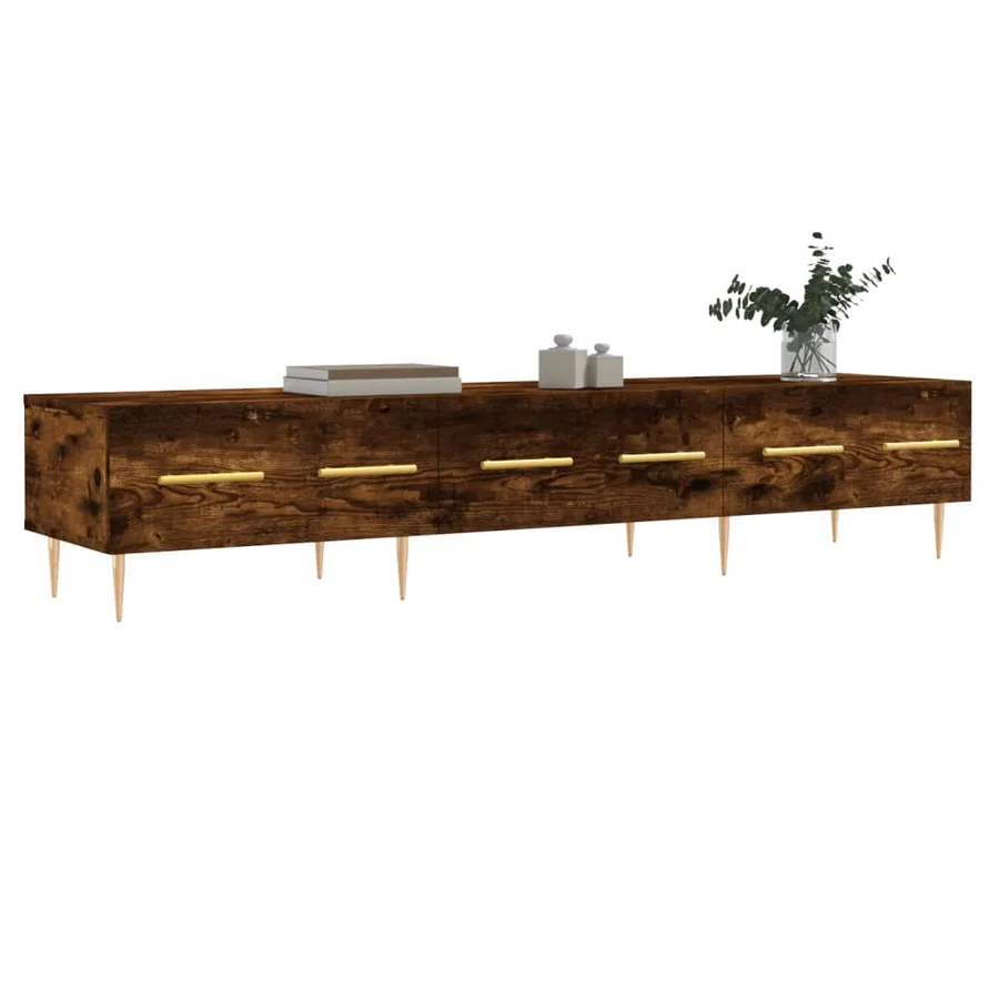 Meuble TV chêne fumé 150x36x30 cm bois d'ingénierie - 3