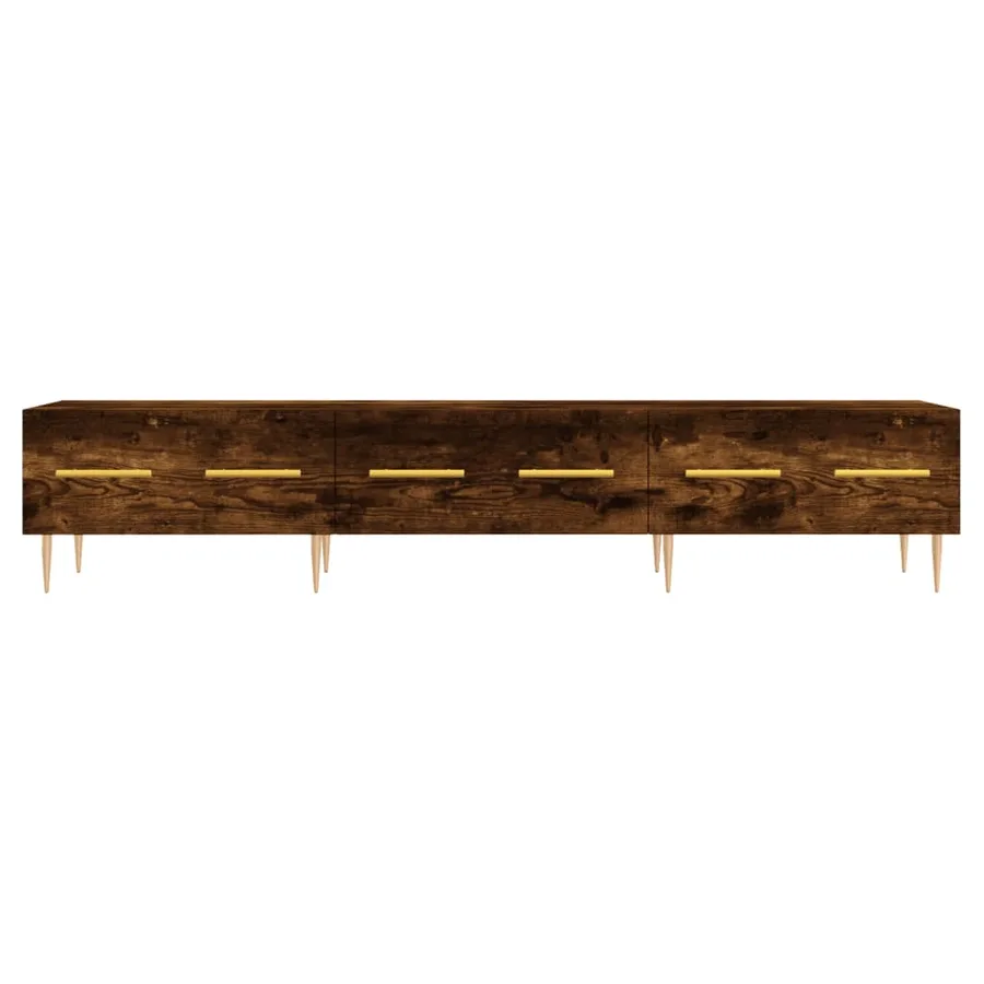 Meuble TV chêne fumé 150x36x30 cm bois d'ingénierie - 5