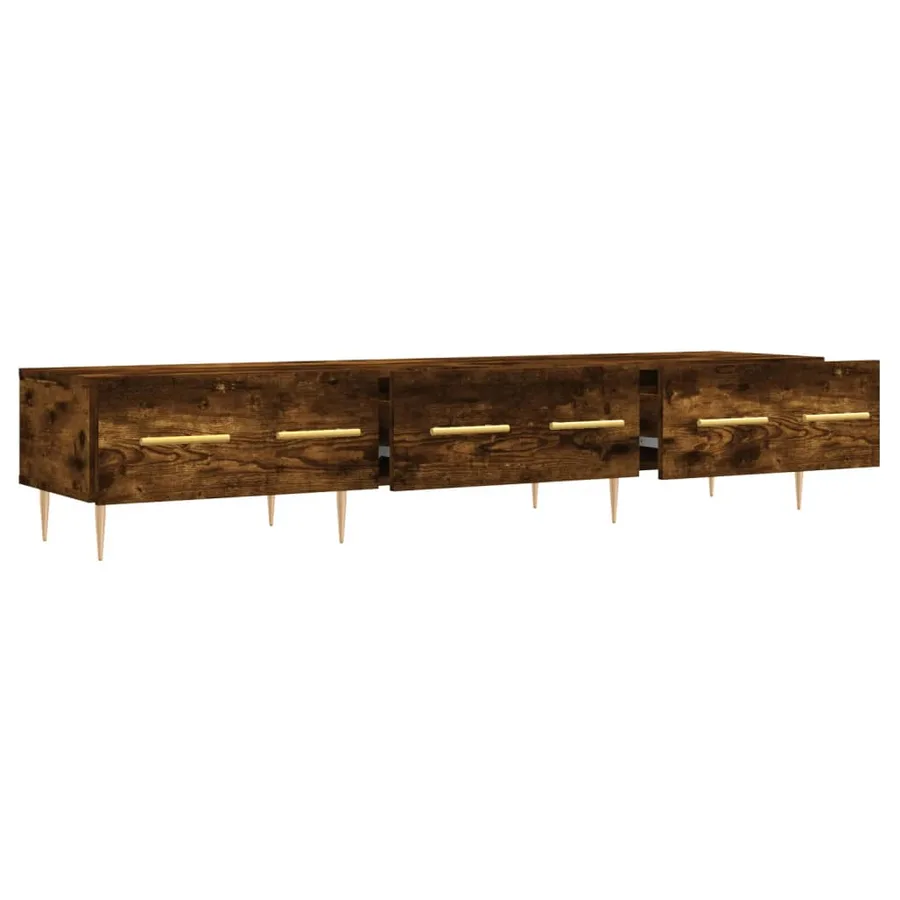 Meuble TV chêne fumé 150x36x30 cm bois d'ingénierie - 6