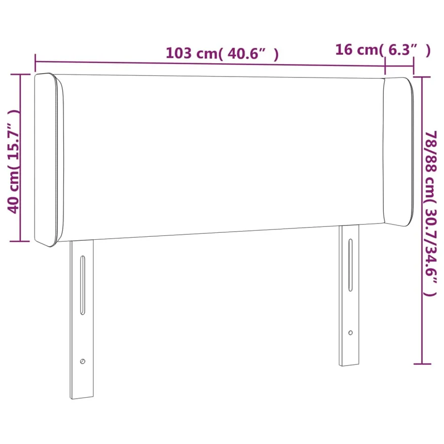 Tête de lit avec oreilles Rose 103x16x78/88 cm Velours - 9