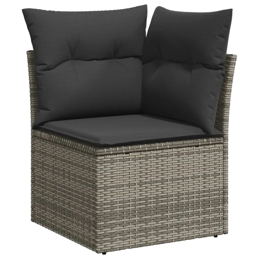 Salon de jardin avec coussins 13 pcs gris résine tressée - 5