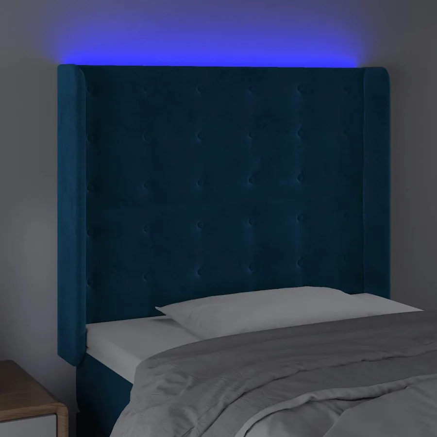 Tête de lit à LED Bleu foncé 103x16x118/128 cm Velours - 4