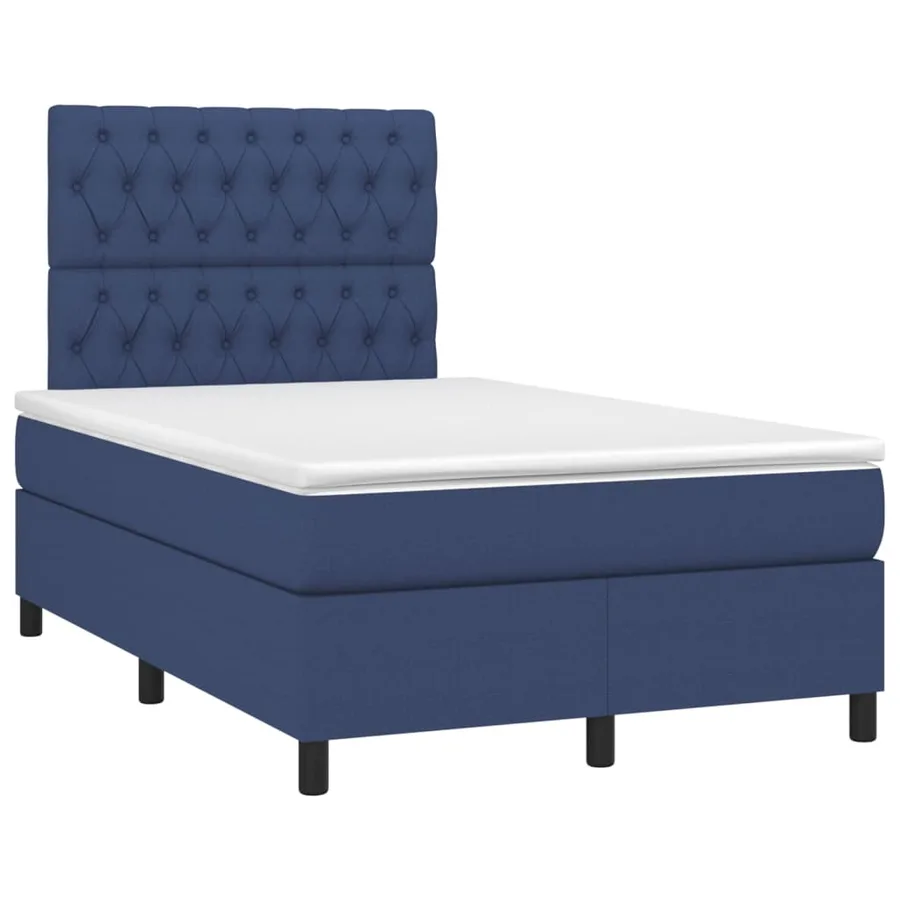 Sommier à lattes de lit avec matelas Bleu 120x200 cm Tissu - 3