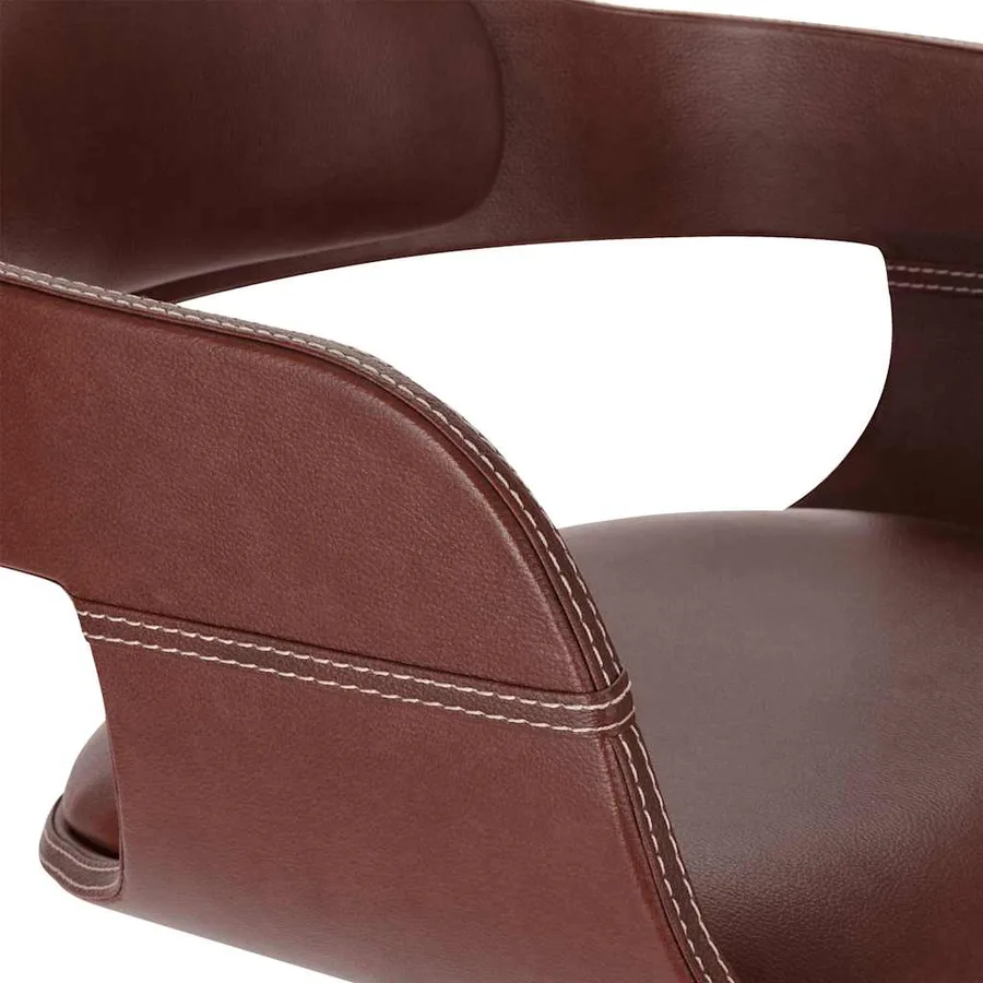 Chaise à manger Marron Bois courbé et similicuir - 5