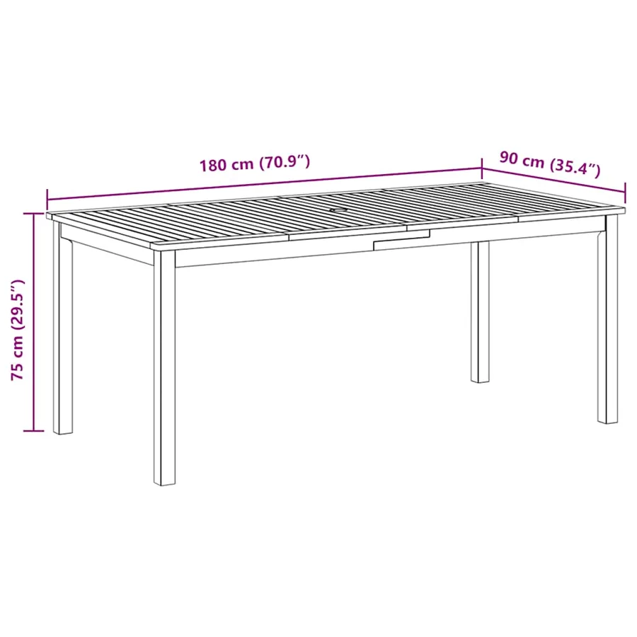 Table à manger de jardin 180x90x75 cm bois massif d'acacia - 10