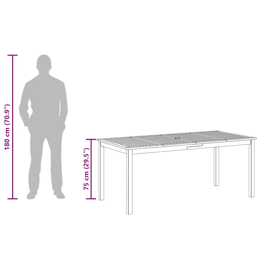 Table à manger de jardin 180x90x75 cm bois massif d'acacia - 11
