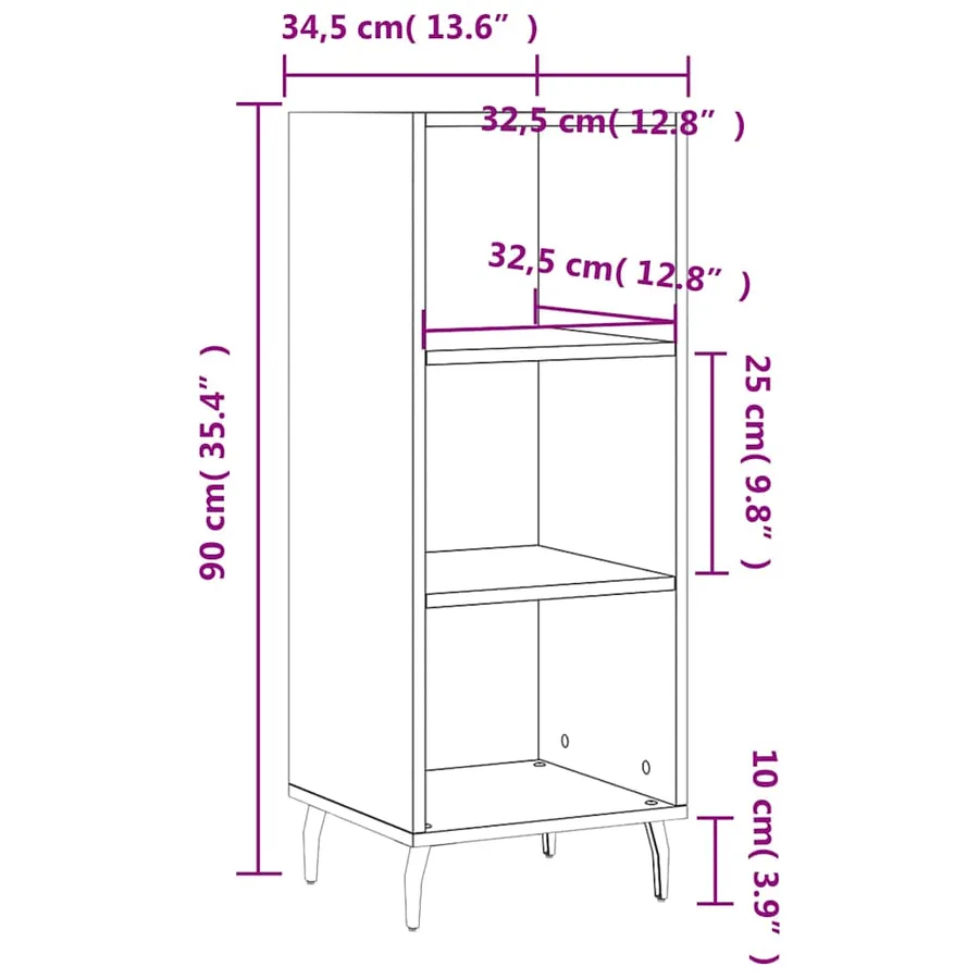 Buffet sonoma gris 34,5x32,5x90 cm bois d'ingénierie - 9