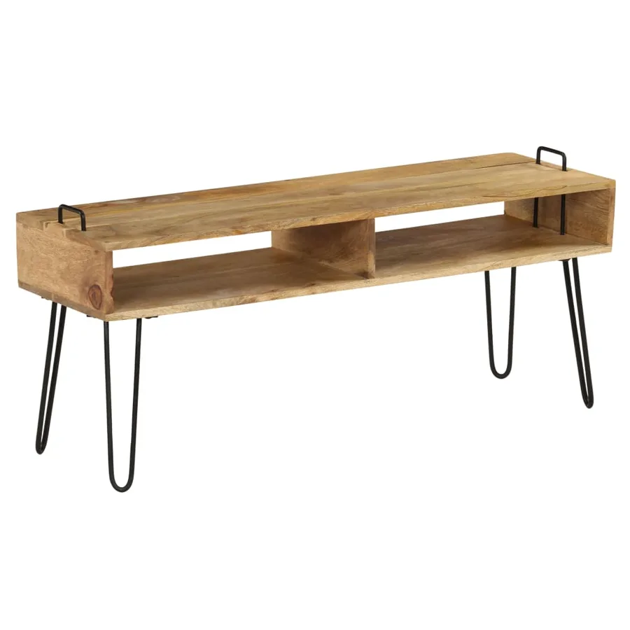 Meuble TV Bois de manguier massif 110 x 35 x 45 cm - 9