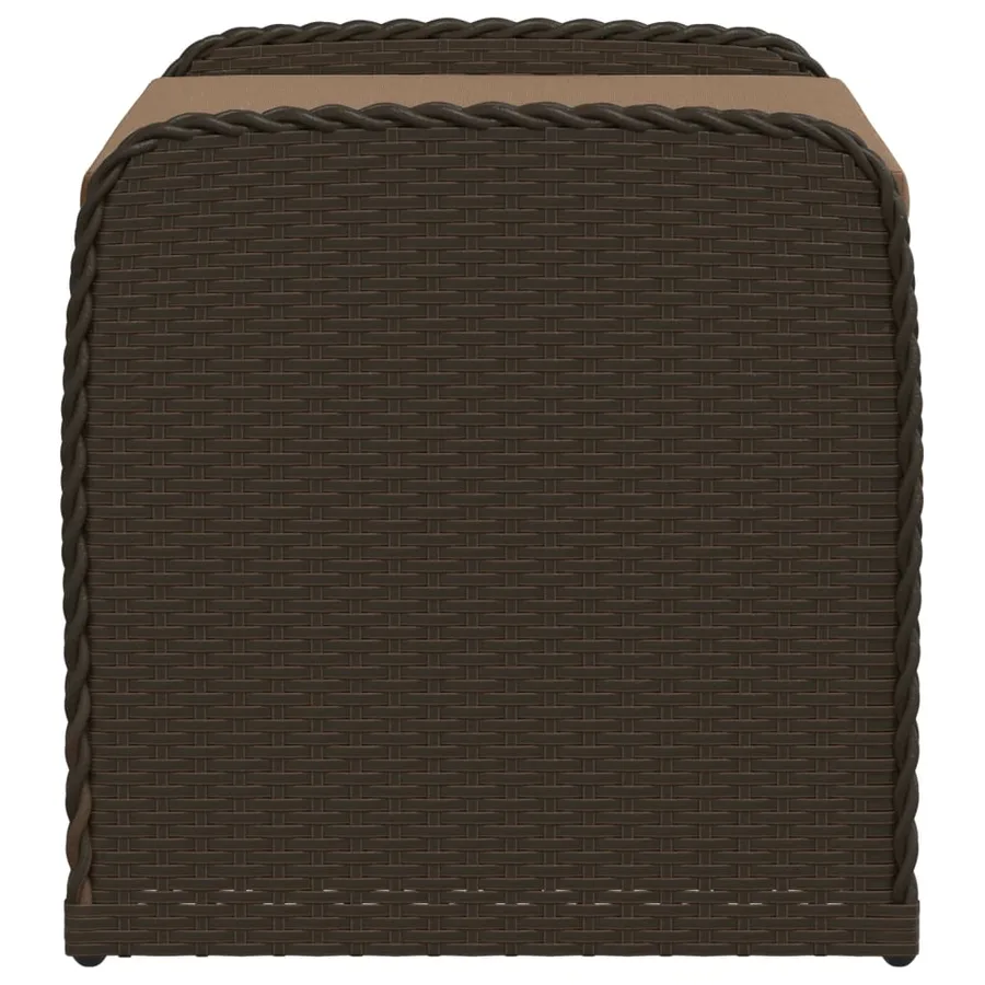 Banc de rangement et coussin marron 80x51x52 cm résine tressée - 5