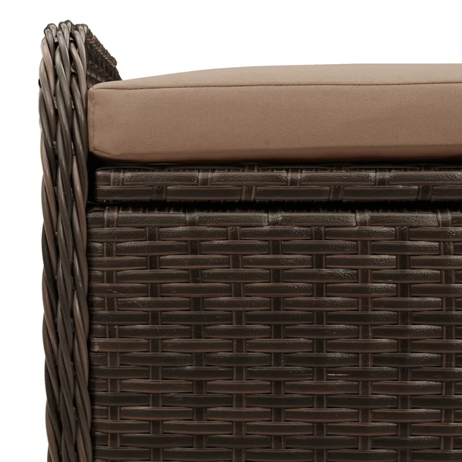 Banc de rangement et coussin marron 80x51x52 cm résine tressée - 9