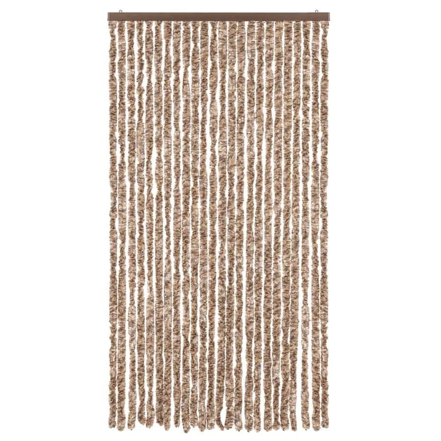 Rideau anti-mouches beige et marron foncé 100x220 cm chenille - 3