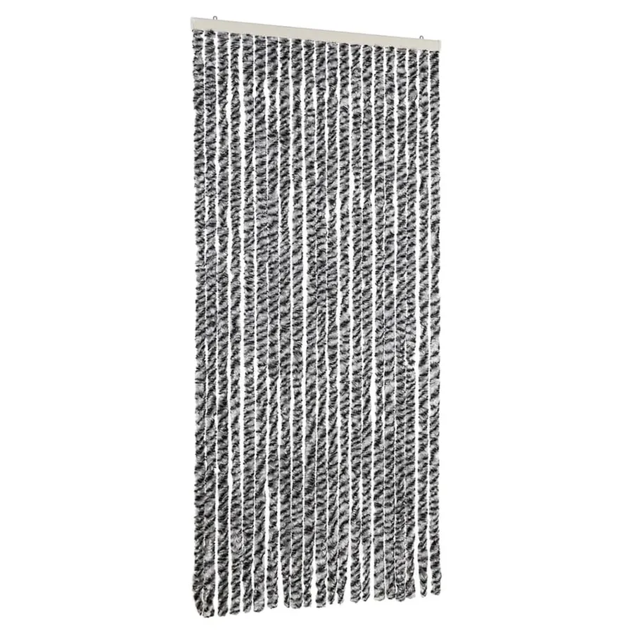 Rideau anti-mouches gris et noir et blanc 90x220 cm chenille - 2